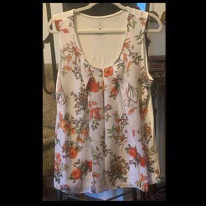 NY & Co - Sleeveless White Blouse w/Floral Overlay  XL   NWT